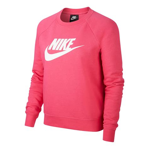 Buy Nike Sportswear Essential Crew Felpa Donna Rosa Bianco Online