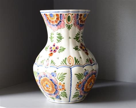 Stunning De Delftse Pauw S Hand Painted Polychrome Vase Dp Stars