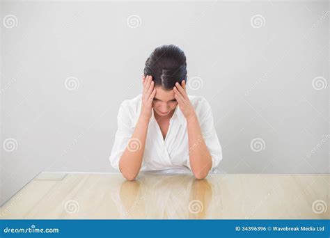 Worried Brunette Businesswoman Posing Stock Photo Image Of