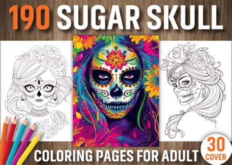 190 Sugar Skull Coloring Pages For Adult Graphic By Design Wave · Creative Fabrica