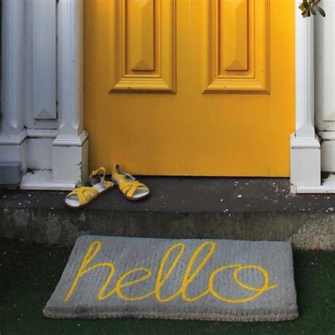 Hello Doormat Yellow On Grey Hello Doormat Yellow Front Doors