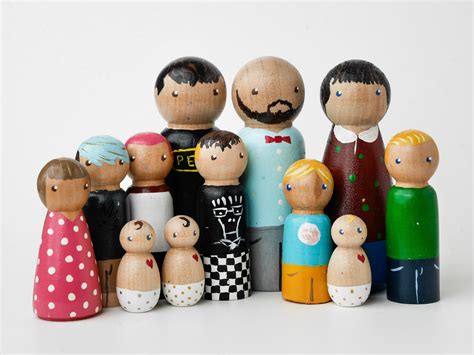 Hand Painted Custom Peg Dolls Etsy Canada Peg Dolls Wood Peg Dolls