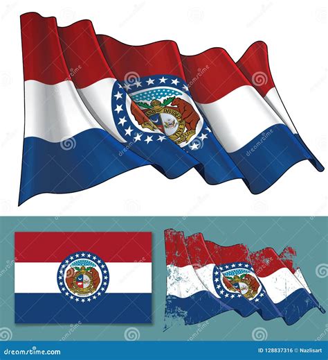 Waving Flag Of The State Of Missouri Stock Vector Illustration Of