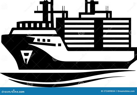 Container Ship Logo Monochrome Design Style Stock Vector Illustration