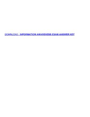 Fillable Online Information Awareness Exam Answer Key Information