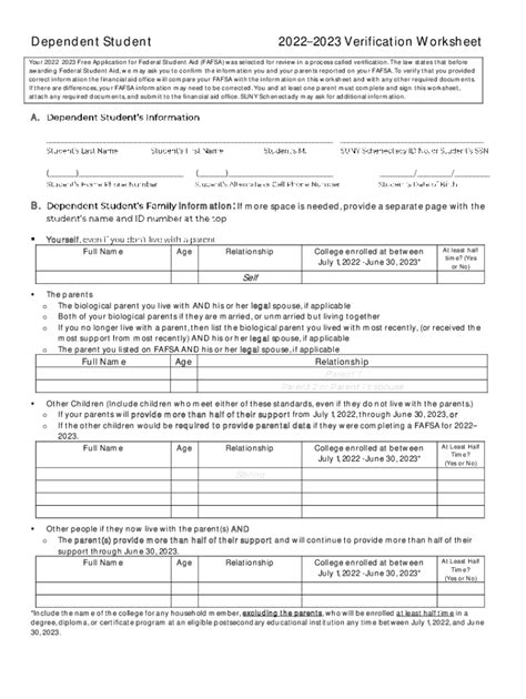 Dependent Verification Worksheet Fill Out And Sign Online Dochub Worksheets Library