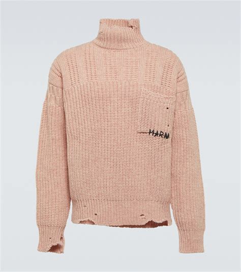 Marni Distressed Virgin Wool Turtleneck Sweater Marni