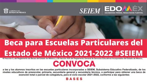 Beca para Escuelas Particulares del Estado de México 2021 2022 SEIEM