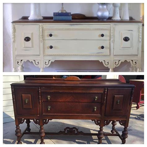 Vintage Buffet Refinished And Annie Sloan Chalk Painted In Cream