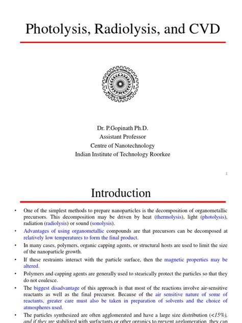 8.photolysis, Radiolysis and CVD (29.09.2011) | PDF | Chemical Vapor ...