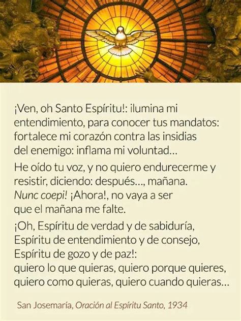 Ven Espiritu Santo Oración al espíritu santo Oraciones Novena al