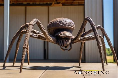 Bronze Spider Sculpture Decoration Textured Barn Spider Realistic
