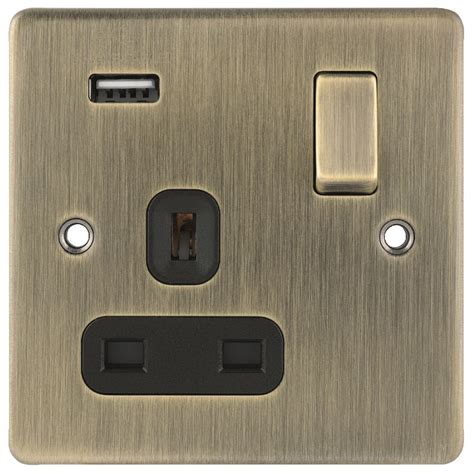 Antique Brass Classic 1 Gang 13a Decorative Switched Socket Usb Port The Switch Store