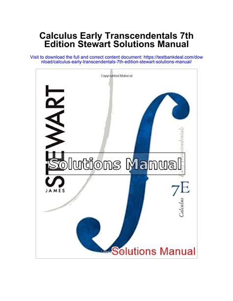 Calculus Early Transcendentals 7th Edition Stewart Solutions Manual By