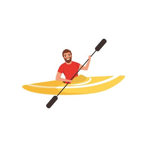 Premium Vector Kayaking Man Water Sport Activity Vector Illustration