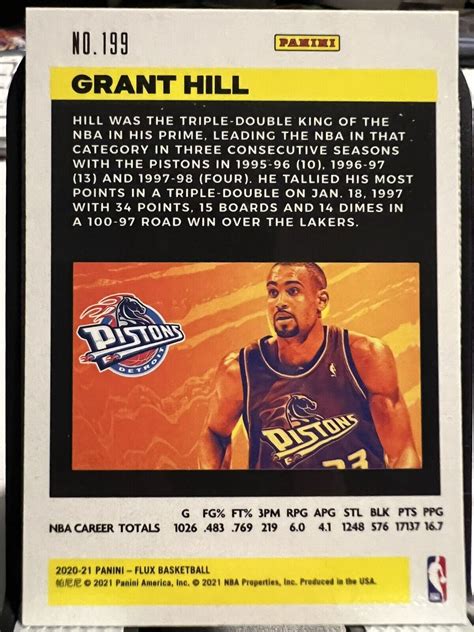 2020 21 Panini Flux Base 199 Grant Hill Detroit Pistons HOF EBay