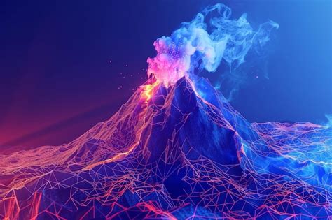 Premium Photo A Volcano With A Red And Orange Lava Flow