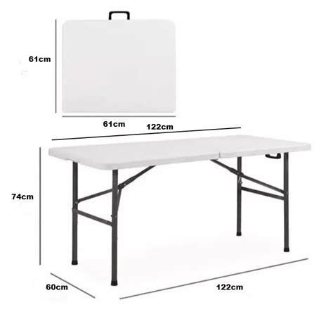 Ripley MESA PLEGABLE MALETA RECTANGULAR 122 60 74CM FIESTAS TAREAS