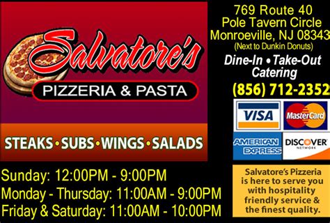 Salvatore S Pizzeria Pasta Monroeville Nj Official Mobile App