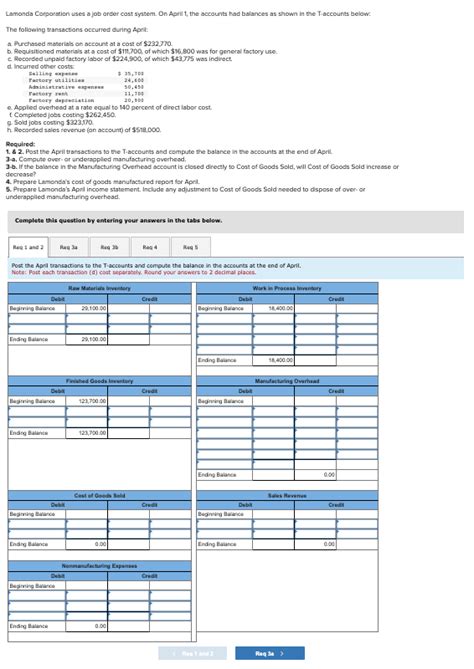 Solved Lamonda Corporation Uses A Job Order Cost System On Chegg