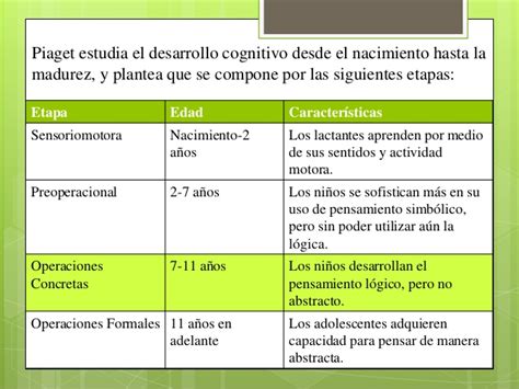 Desarrollo Cognitivo Etapas De Desarrollo Segun Piaget