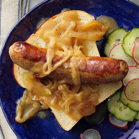 Open Faced Bratwurst Sandwiches With Beer Gravy Recipe How To Make It