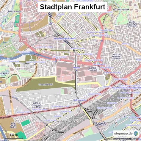 StepMap Stadtplan Frankfurt Landkarte für Deutschland