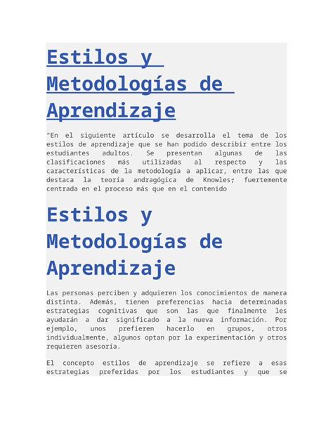 Docx Estilos Y Metodolog As De Aprendizaje Dokumen Tips