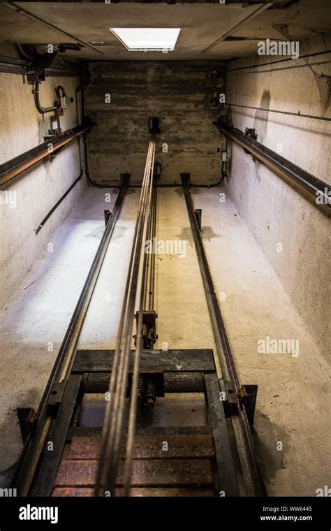 Looking Up Into An Old Freight Elevator Shaft Hi Res Stock Photography