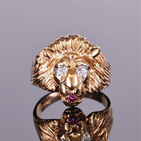 Gold Lion Ring With Diamonds Ad Ruby Estate Gold Lion Diamond Rings