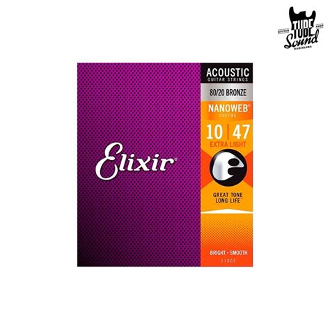 Elixir 11002 Bronze 80 20 Nanoweb Acoustic Extra Light 10 47 Tube