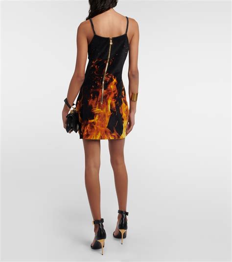 Printed Velvet Minidress In Black Balmain Mytheresa