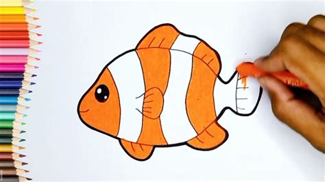 How To Draw Nemo Fish And Colouring For Kids Menggambar Ikan Nemo