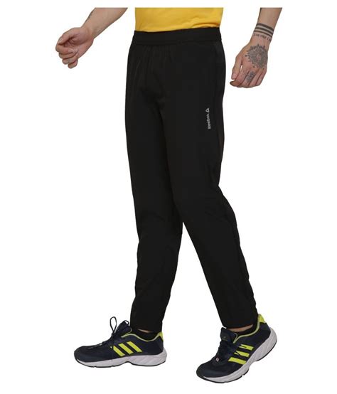 Reebok Black Polyester Lycra Trackpants Buy Reebok Black Polyester Lycra Trackpants Online At