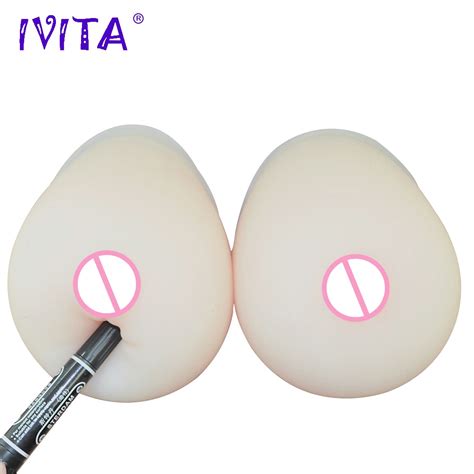 IVITA 1600g Pair White Realistic Silicone Breast Forms Fake Boobs False