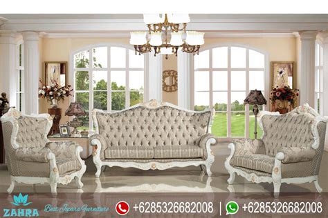 Kursi Sofa Ruang Tamu Set Victorian Klasik Putih Mewah Terbaru Srt