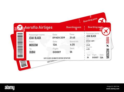 Realistic Airline Ticket Design With Passenger Name Vector