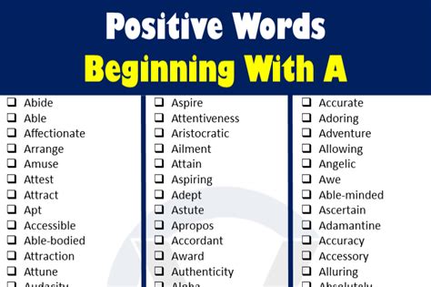 Positive Words List In English Grammarvocab Almuhja