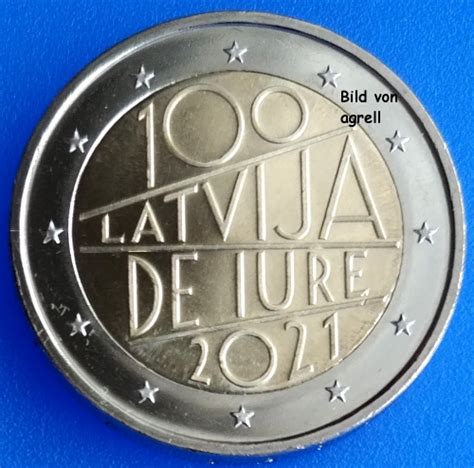 2 Euro Gedenkmünze Lettland 2021 100 Jahrestag der völkerrechtlichen