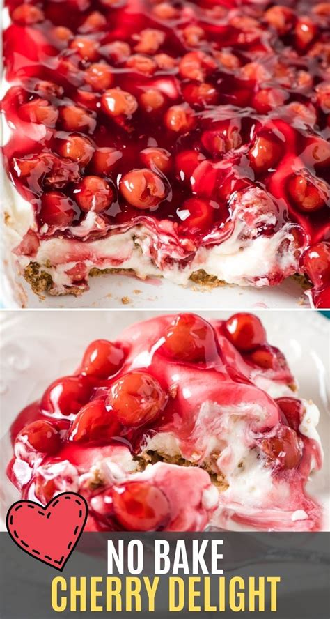 Easy No Bake Cherry Delight Valentine Dessert Cherry Recipes Cherry