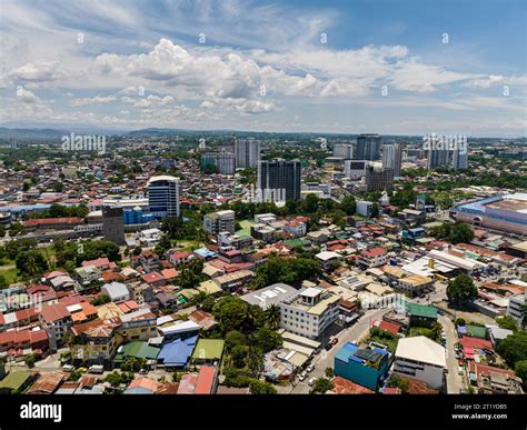 Beautiful Aerial View Of Capital City Of Mindanao Under The Clouds And