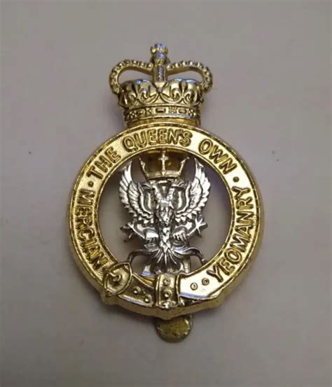 Queens Own Mercian Yeomanry Wo1 Officer Beret Cap Badge British