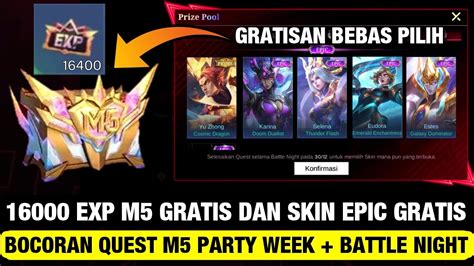 BOCORAN QUEST EXP M5 PASS DI EVENT PARTY WEEK DAPAT SKIN EPIC LIMITED