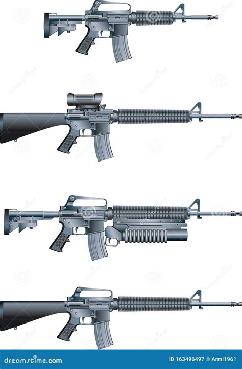 Ak Assault Rifle Black Silhouette Royalty Free Stock Image