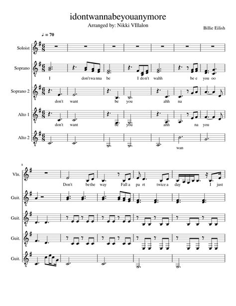 Idontwannabeyouanymore Sheet Music For Violin Guitar Mixed Quintet