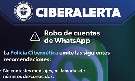 Alerta Policía Cibernética sobre robo de cuentas de Whatsapp