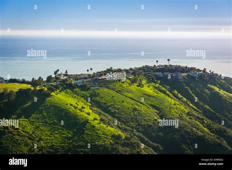 View Of Green Hills And Houses Overlooking The Pacific Ocean In Laguna