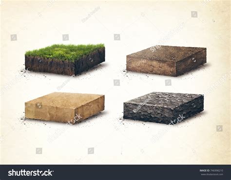 Soil Layers Four Cross Section Soil Stock Illustration 746998210 ...