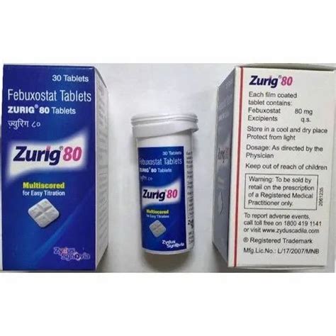 Zydus Synovia Zurig Febuxostat Tablets, 30 Tablet at Rs 350/box in Delhi