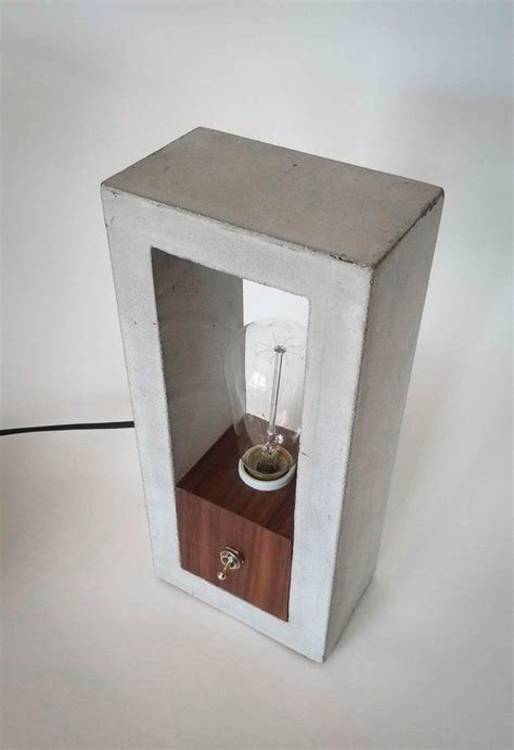 Concrete And Wood Table Lamp Free Shipping Canada And Us Etsy Wall Lamps Diy Table Lamp Wood